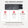 TriPad heat, vibration and red plus near-infrared light, each switched on and off on its own